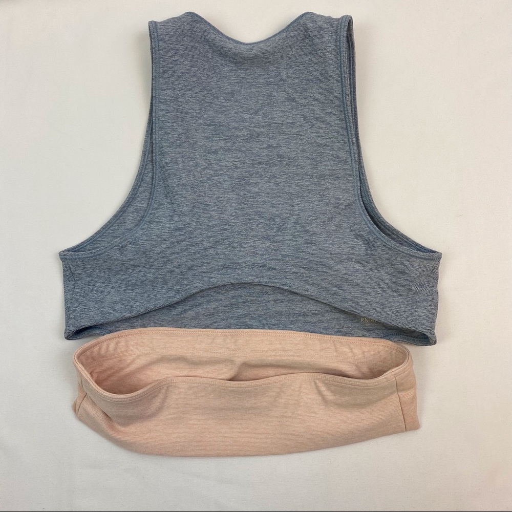 Outdoor Voices Tri-tone Slashback Gray Pink Crop Sports Bra - Picture 6 of 9